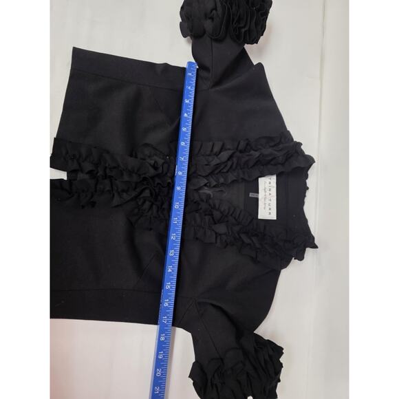 Trina Turk Womens Ruffled Trim Button Closure Light Jacket Black Size 2 - Picture 6 of 11